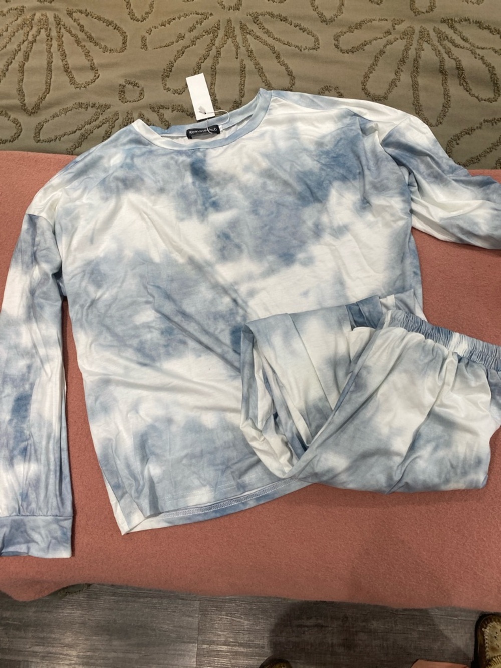 Women's Tie-Dye Blue Long Sleeve Pajama Set